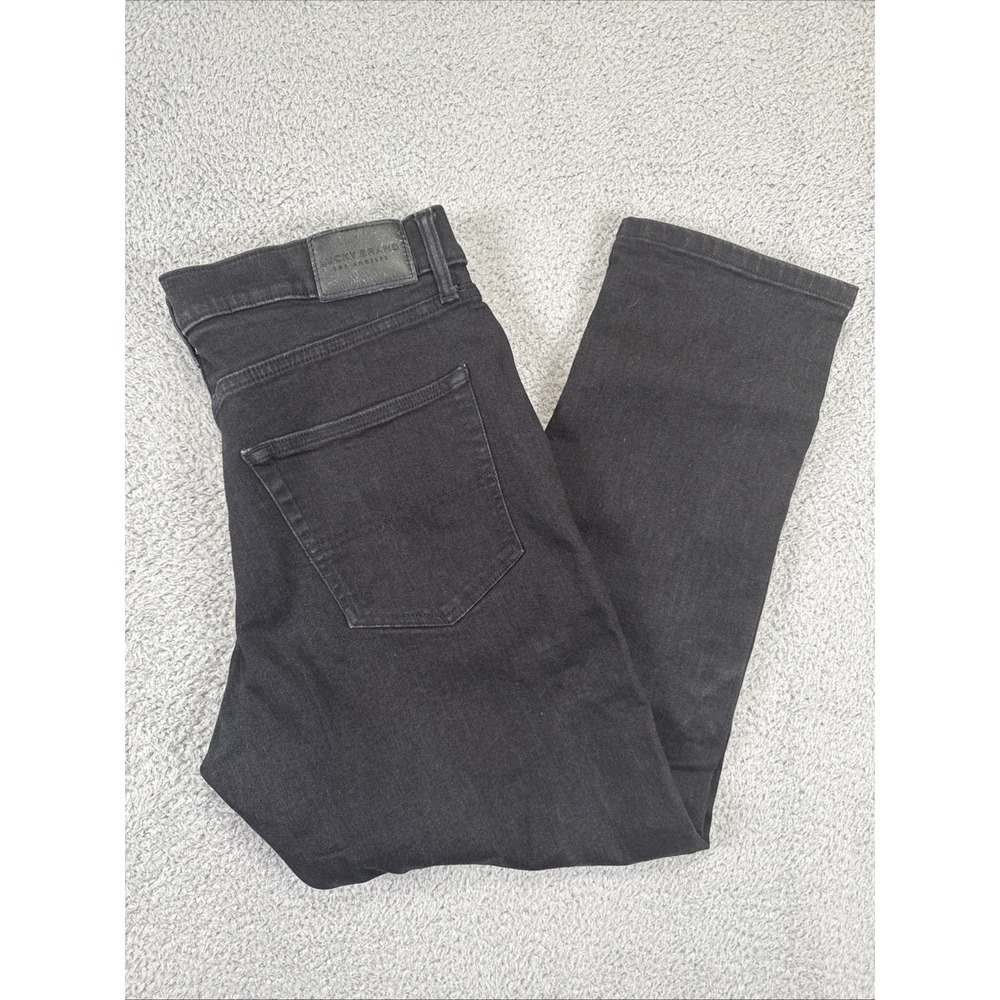 Lucky Brand Jeans Mens 36x30 (36x29) Black 410 Athletic‎ Straight Mid Rise Denim